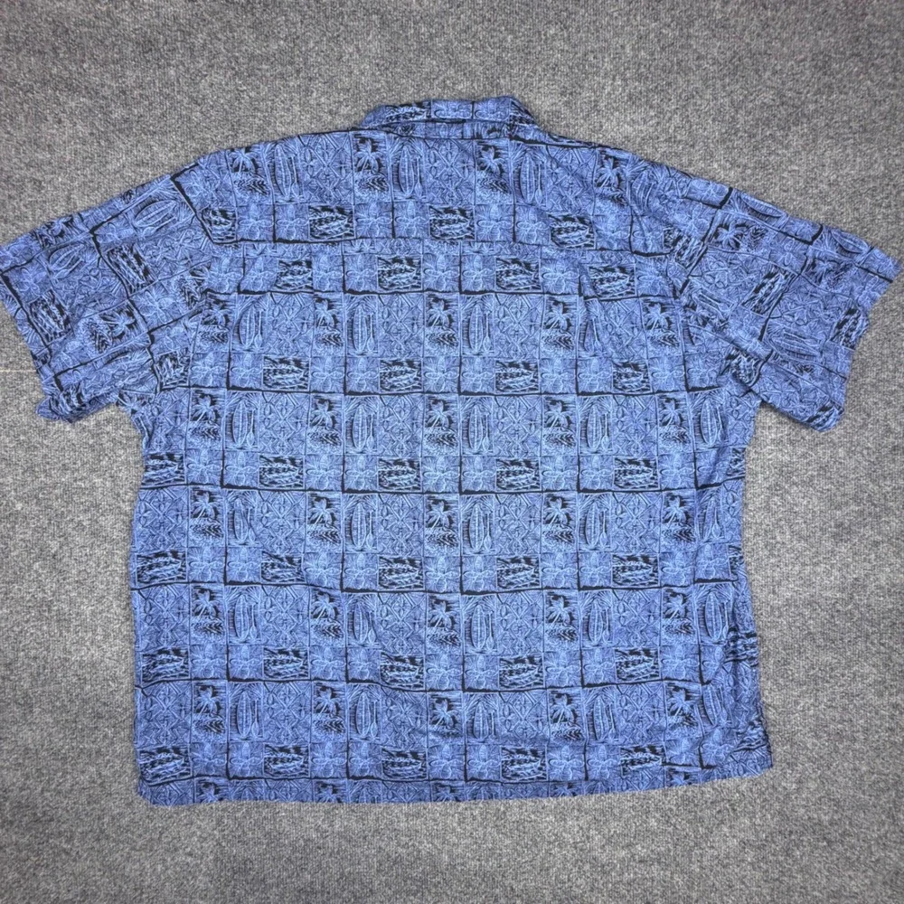 Favant Hawaiian Shirt‎ Men's 4XL Blue Tiki Aloha Button Up Designed in Hawaii